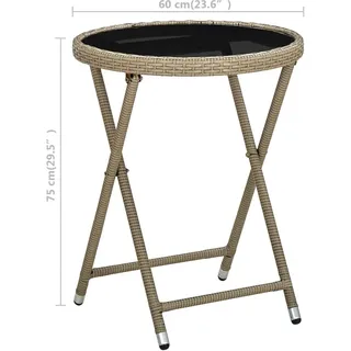 vidaXL Gartentisch Beistelltisch Ø 60 x 75 cm Beige