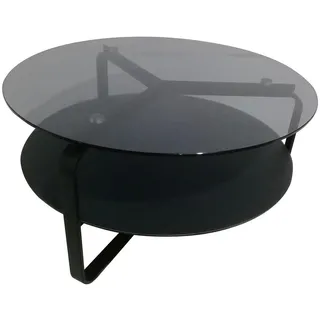 Novel Couchtisch , Grau, Schwarz , Metall, Glas , rund , Flachrohr , 80x44x80 cm , einfacher Aufbau , Wohnzimmer, Wohnzimmertische, Couchtische, Couchtische rund