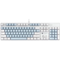 Qisan Mechanische Gaming-Tastatur, kabelgebundene Tastatur Led Hintergrundbeleuchtung Weiß und Blau 104Tasten Amerikanisches Layout Gaming-Tastatur mit Abnehmbarer,Blau Schalter