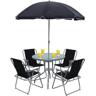 VCM Gartentischgruppe Maxalo 6-tlg. Schwarz