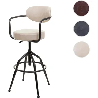 Mendler Barhocker HWC-H10f, Barstuhl Tresenhocker Drehhocker, höhenverstellbar Industrial Wildleder-Optik ~ vintage beige