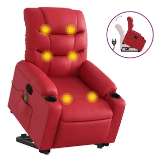 vidaXL Massagesessel mit Aufstehhilfe Rot Kunstleder