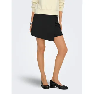 Hosenrock ONLY "ONLSANIA LIFE BUCKLE SKORT JRS", Damen, Gr. S (36), schwarz detail:silber buckle (sania), Jersey, Obermaterial: 95% Polyester, 5% Elasthan, unifarben, kurz, Röcke Hosenrock, Materialmix