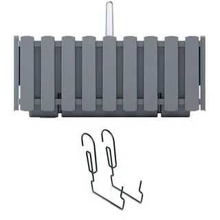 Prosperplast Boardee Fencycase Balkonkasten mit Aufhängung und Bewässerungssystem Blumenkasten Blumentopf mit Haken Pflanzkasten (580 mm Länge, Grau)