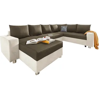 Collection AB Wohnlandschaft »Paris U-Form« mit Federkern, wahlweise mit Bettfunktion und Bettkasten, beige (beige, hellbraun), (11866703-0)