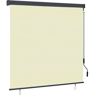 Rollo mit Vorhängen Creme 180 x 250 cm Stoff und Aluminium - Creme
