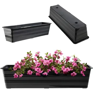 KADAX Blumenkasten 60 cm Anthrazit, Balkontopf aus Kunststoff, Witterungsbeständiger Pflanz-Kasten, Blumentopf, Geländerkasten für Blumen, Kräuter