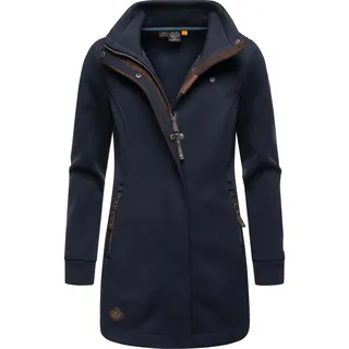 Ragwear Damen, Leichter Sweat-Übergangsmantel lang windabweisendl mit hohem Kragen Letrice Bonded Navy Gr. L - L