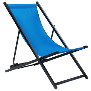 Beliani Liegestuhl Locri II 60 x 79 x 95 cm blau/schwarz klappbar