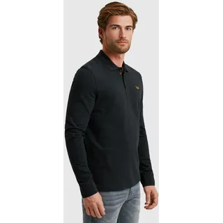 Langarm-Poloshirt PME LEGEND, Herren, Gr. XL, schwarz (salute), Web, Obermaterial: 95% Baumwolle, 5% Elasthan, unifarben, regular fit normal, ohne Ausschnitt, Rippbündchen, Shirts Langarm-Poloshirt, mit Logo Stickerei