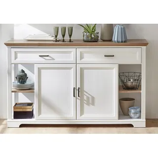 Innostyle Sideboard "Jasmin" Breite 171 cm, 2 Holztüren, 2 Schubkästen, 4 offene Fächere, piniefarben, weiß, eichefarben