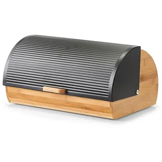 Zeller Brotkasten, Bambus/Metall 19 cm x 27 x 39 cm Schwarz-Natur