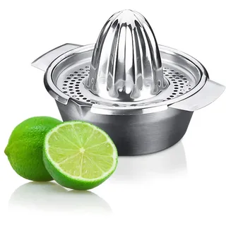 Metaltex Edelstahl Orangen- und Zitronenpresse mit Behälter und Zwei Ausgießern