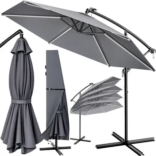 LED Solar Ampelschirm Mali Anthrazit Ø350cm UV-Schutz 80+ Hülle