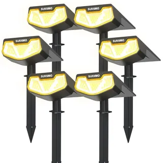 SUNNMO Solarlampen für Außen Garten, Solarstrahler für Außen sehr Hell 32 LED, Solarleuchten Garten Winterfest IP65 Wasserdicht, Gartenbeleuchtung Solar Gartenleuchten Strahler 3000K Warmweiß, 6 Stück