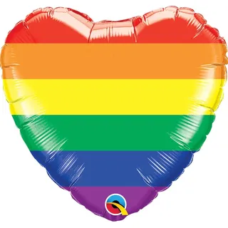 Unbekannt Qualatex 18 Zoll Regenbogen Gestreift Herzförmig Folien Ballon