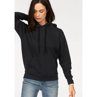Kapuzensweatshirt FRUIT OF THE LOOM "Classic hooded Sweat Lady-Fit", Damen, Gr. XS (34), schwarz, Sweatware, Obermaterial: 80% Baumwolle, 20% Polyester, unifarben, figurumspielend hüftlang, Rundhals, Bündchen, Sweatshirts Kapuzensweatshirt, mit Kängurutaschen