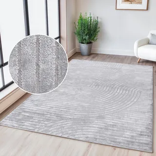 OTTO home Teppich »Luvu, mit Hoch-Tief-Struktur« rechteckig 12 mm Höhe Modernes Design, Boho-Charme, dezenter Glanz, Wohnzimmer, Schlafzimmer, grau