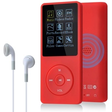 COVVY 8GB Tragbare MP3 Musik Player, Support bis zu 64GB SD Speicherkarte, Lossless Sound HiFi MP3 Player, Music/Video/Sprachaufnahme/FM Radio/E-Book Reader/Fotobetrachter(8G, Rot)