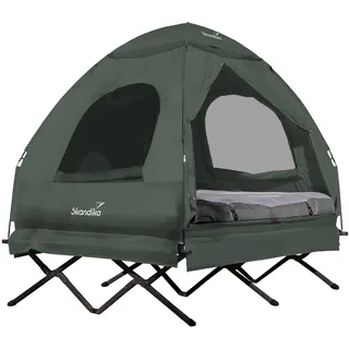 Skandika Zeltliege Haug für 2 Personen | Zelt Bett, erhöhtes Campingbett, aufblasbare Luftmatratze, wasserdicht, Outdoor Feldbett, bis 160 kg | 4in1 Angelzelt, Bettzelt, Karpfenliege, Feldbettzelt