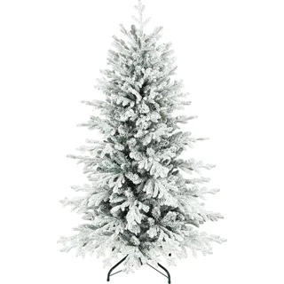 HOMCOM Künstlicher Weihnachtsbaum, 150cm Christbaum mit Schnee, 1162 Zweigen, Kiefernbaum mit klappbarem Metallständer, Grün - Grün