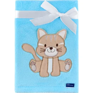 Be Mammy Warme Kuscheldecke Babydecke Blanket Baby Geschenk BE20-168 (Blau - Katze)