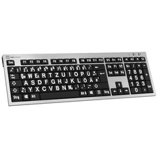 Bild XL-Print Kabelgebunden Tastatur Deutsch, QWERTZ Grau Multimediatasten, USB-Hub, Geräu