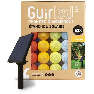 GuirLED - Außengirlande mit Lichtkugeln LED-Guinguette - Wasserdicht IP65 - Hocheffizientes Solarpanel - Automatisches EIN/AUS - 32 Kugeln 6 m- Zitrusfrüchte