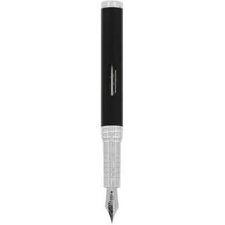 DIPLOMAT NEXUS Füllhalter Edelstahlfeder mit Tintenglas Schwarz/Federstärken: M/Füllfederhalter/Handgefertigt/mit Geschenkbox/Füllhalter Füller Fountain Pen/Farbe: Schwarz/Chrom
