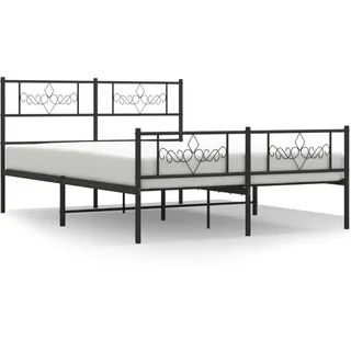 vidaXL Bettgestell mit Kopf- und Fußteil Metall Schwarz 140x200 cm