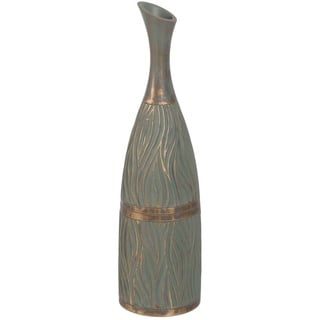 BigBuy Home Vase Grün Gold Polyresin 13,5 x 13,5 x 49 cm