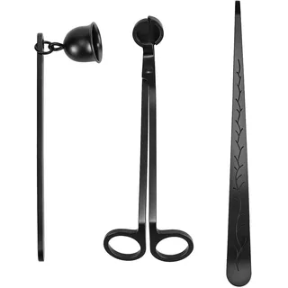 QWORK® 3 in 1 Kerzenlöscher Set, Edelstahl Dochtschere für Kerzen, Kerzenpflege-Set mit Löscher Zange und Docht-Dipper