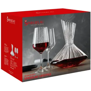 Spiegelau Dekanter (2,9 l), 2x Weinglas (630 ml), Kristallglas, LifeStyle, 4450193