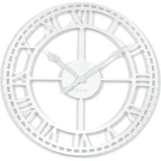 Wanduhr groß Vintage Retro XXL 80 cm Durchmesser Metall Industrial Schwarz Weiß Golden (Weiß) - Weiß