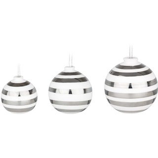 Kähler Kähler, Designer Special - Omaggio Christbaumkugeln 3er Set aus Keramik in Silber, Ø4, Ø5, Ø6