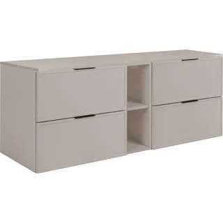Badezimmerschrank, Kaschmir, Schwarze Griffe, 140 ( 2 x 60 + 20) x 46 x 57 cm - Beige