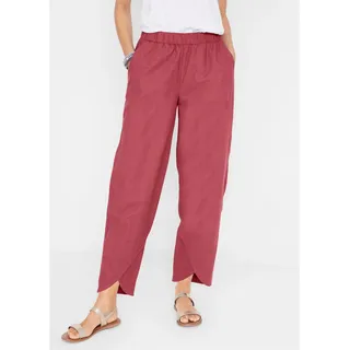 3/4-Hose BONPRIX "3/4-Hose aus leichtem Leinen-Mix", Damen, Gr. 52, N-Gr, rot (marsalabraun), Obermaterial: 55% Leinen, 45% Baumwolle, regular fit, Hosen 3/4-Hose, aus Leinen-Mix, mit Seitenschlitzen, Regular Fit, casual Stil
