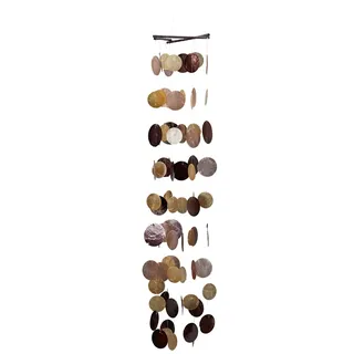 Relaxdays Capiz Windspiel mit Muschel-Girlanden, Perlen, maritimes Holz Klangspiel für Garten, Balkon, 117 cm lang, bunt