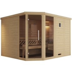 Bild von Design-Sauna Kemi Eck 2 mit Glastür und Wohlfühl-Paket