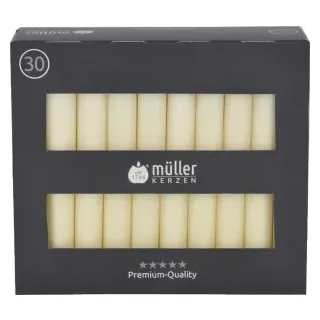 Müller Kerzen Tafelkerzen, vanille, Elegante Tafelkerzen im praktischen Vorratspack, 1 Packung = 30 Stück, (Ø x H): 20 x 175 mm