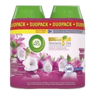 Air Wick Freshmatic Max Duo Nachfüller, Siede & Lilienfrische, Neutralisiert unangenehm Gerüche und hinterlässt eine erfrischende Atmosphäre, 1 Set = 2 Sprühdosen à 250 ml