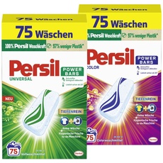 Persil Power Bars Color Waschmittel (75 Waschladungen), vordosiertes & Persil Power Bars Universal Waschmittel (75 Waschladungen)