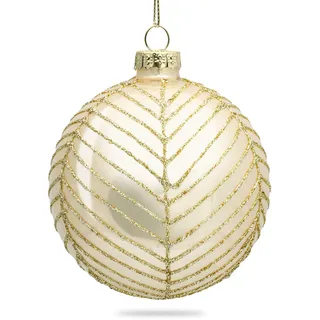 SIKORA Highlights 4er Set ausgefallene Christbaumkugeln aus Glas Champagner besondere Weihnachtskugel Christbaumschmuck, Farbe | Modell:Modell New York Champagner, Höhe in cm:8 cm