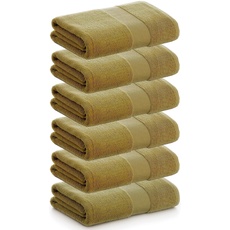 PADUANA | Packung mit 6 Handtüchern, 30 x 50 cm, Olivgrün, 100% gekämmte Baumwolle, weich, schnell und maximale Saugfähigkeit – erhältlich als Badetuch, Waschlappen, Duschtuch und Badetuch