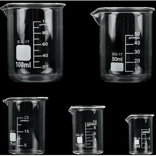 BUYGOO Becherglas Messbecher, 5ml 10ml 25ml 50ml 100ml Beaker Gläser, Becherglas mit Ausguss, Glas Messbecher Set, Labor Becherglas, Becherglas Labor, Laborglas Set, für Labor Küche usw