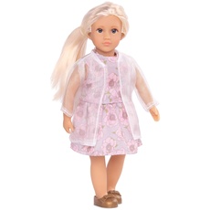 Lori Puppe Perla – Mini Puppe 15 cm mit Puppenkleidung und blonden langen Haaren, Jacke, Kleid, Schuhe – Spielzeug für Kinder ab 3 Jahre