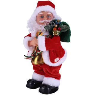 IBLUELOVER Weihnachtsdeko Singender Weihnachtsmann Tanzender Nikolaus Dekofigur mit Musik Spielzeug Weihnachtsdekoration Lustige Elektrisch Santa Claus Swinging Weihnachten Figur Geschenk