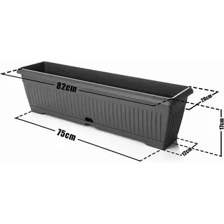 BigDean 3x Blumenkasten 80 cm mit Untersetzer und Wasserspeicher – bruchsichere Pflanzkästen für innen und außen – Made in Europe