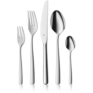 WMF Boston Edelstahl Besteck Set 6 Personen, Essbesteck Set 30 teilig, Monobloc-Messer mit Wellenschliff, Cromargan Edelstahl poliert, spülmaschinenfest, hochwertiger Besteckkasten