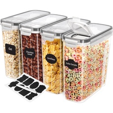KICHLY Vorratsdosen (Set 4) -BPA freier Kunststoff Luftdichte Aufbewahrungsbehälter Aufbewahrungsbox Lebensmitteln Vorratsgläser zur Aufbewahrung von Nudeln Müsli,Mehl,Reis